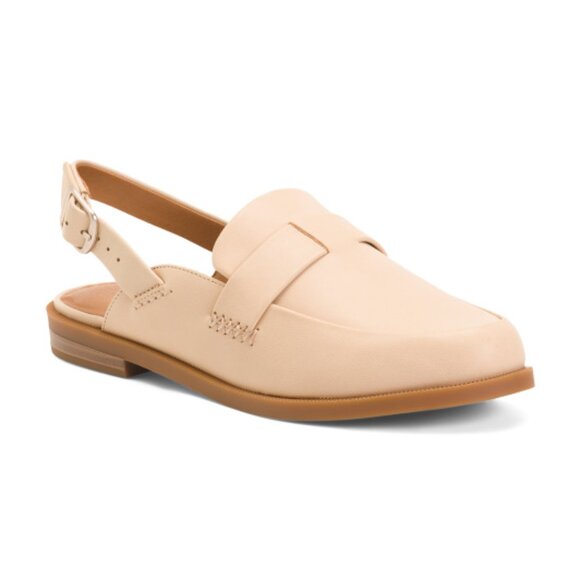Lucky Brand Shoes - LUCKY BRAND Cannoli Cream Leather Latte Slingback Loafer Mules